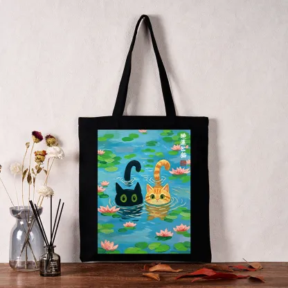 Tokyo-Tiger Cats In The Lotus Pond Tote Bag