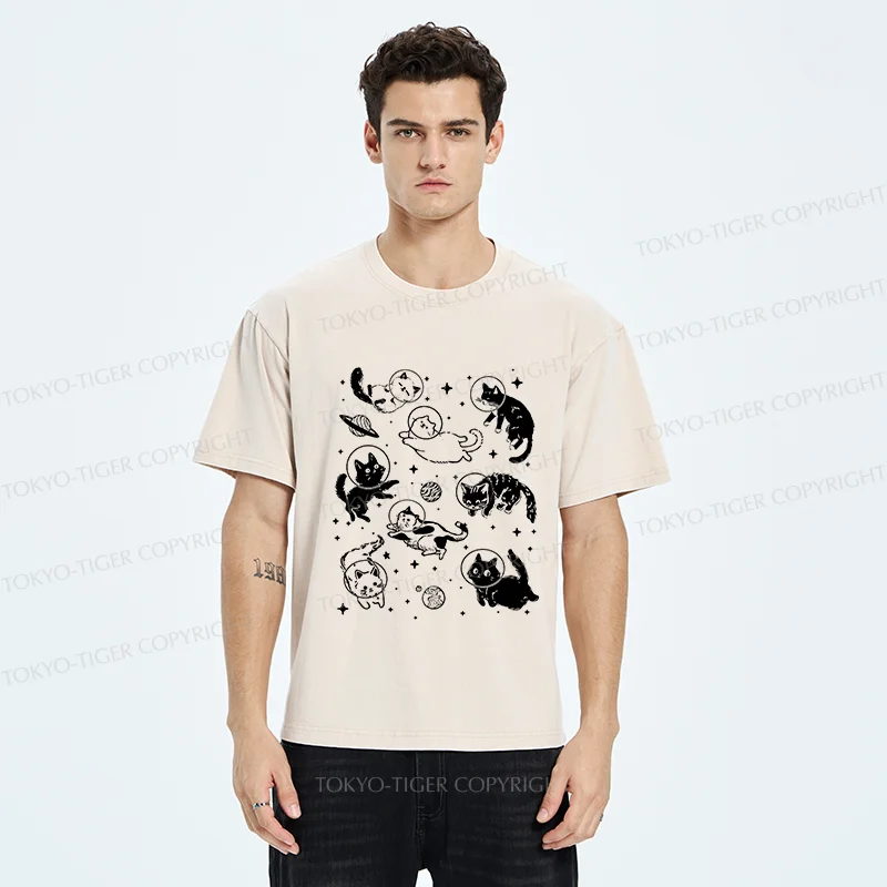 Tokyo-Tiger Space Cat Washed T-Shirt
