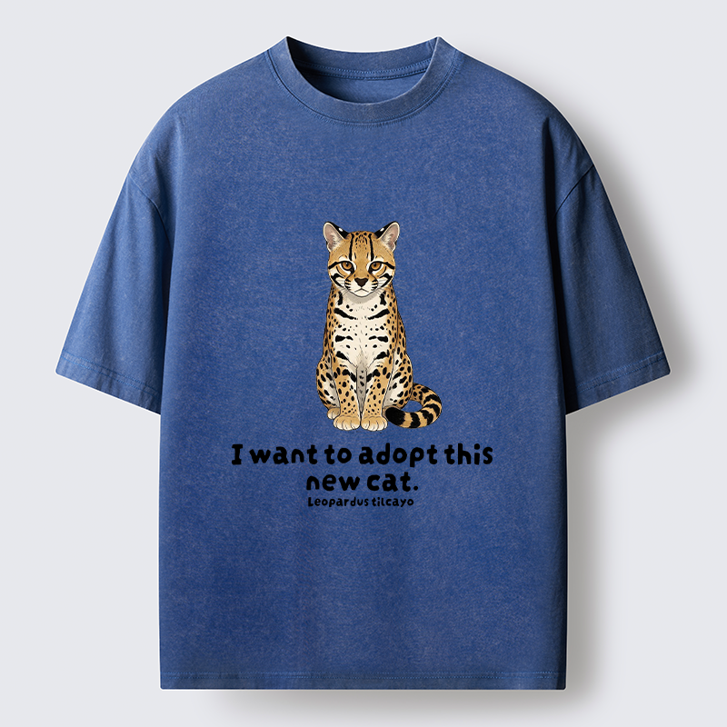 Tokyo-Tiger Adopt New Cat Funny Meme Washed T-Shirt