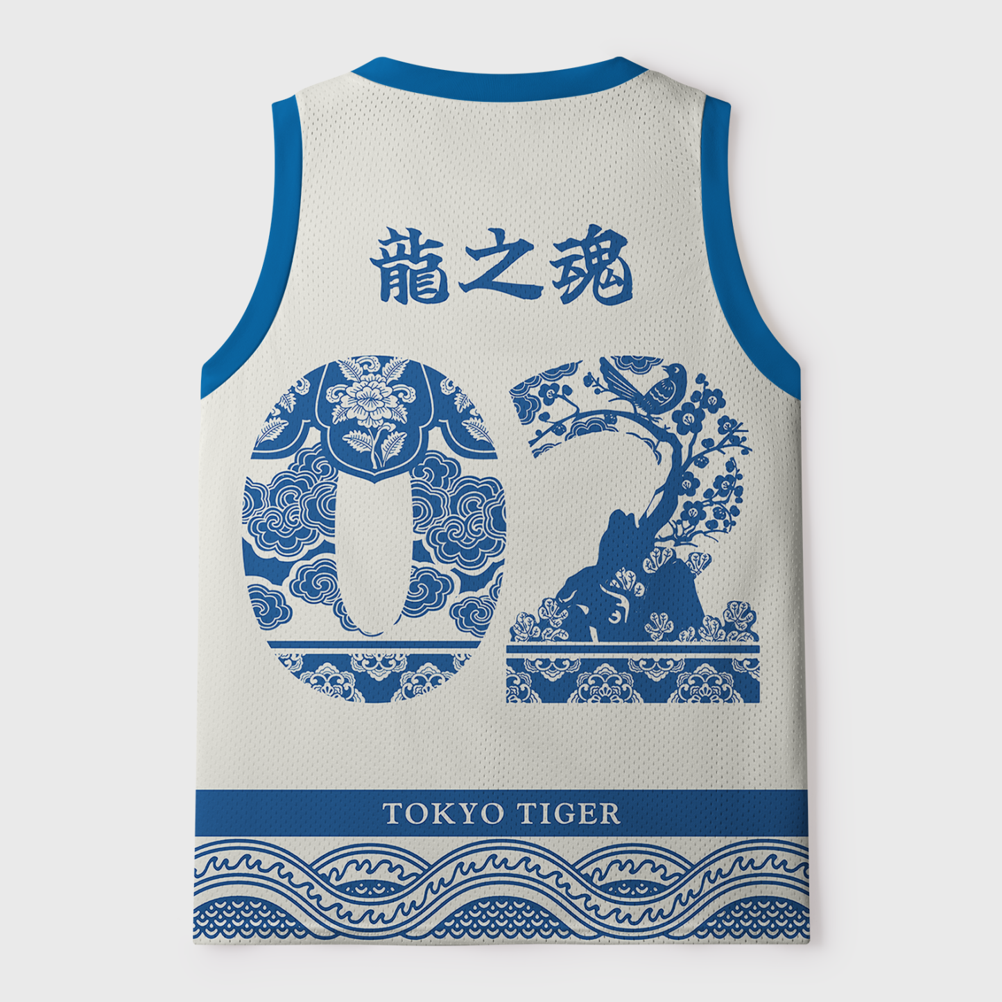 Tokyo-Tiger Azure Dragon Porcelain Mesh Tank Top