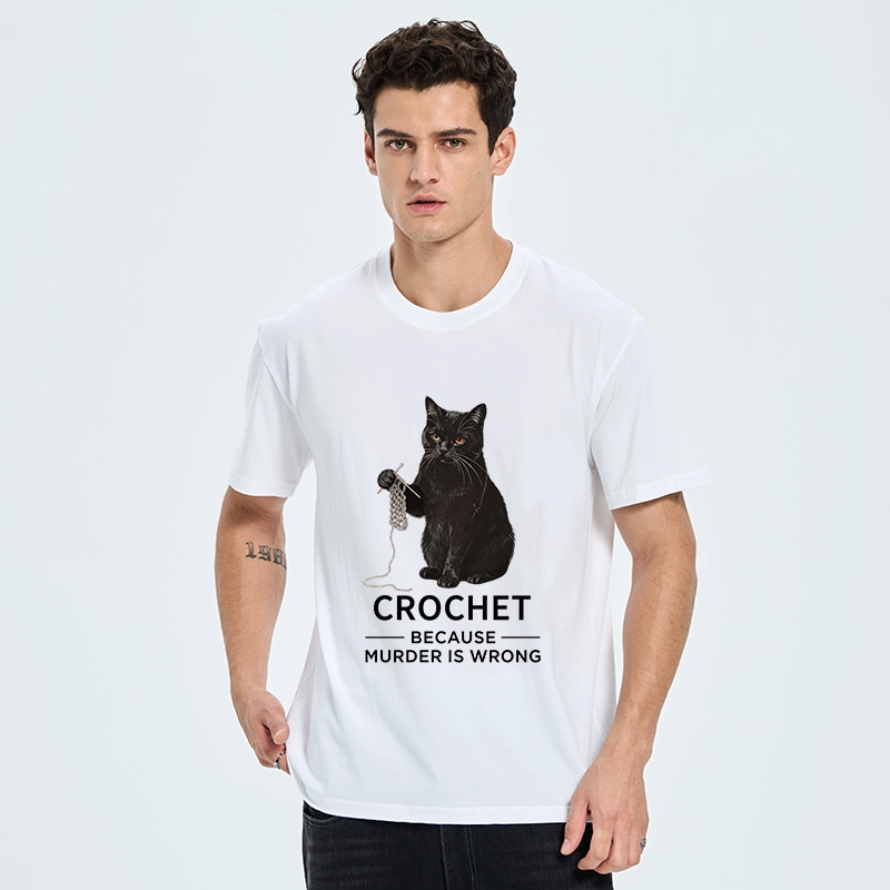 Tokyo-Tiger Cat Crocheting To Avoid Trouble Classic T-Shirt