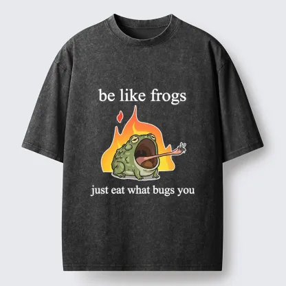 Tokyo‑Tiger Funny Fire Frog Meme Washed T‑Shirt