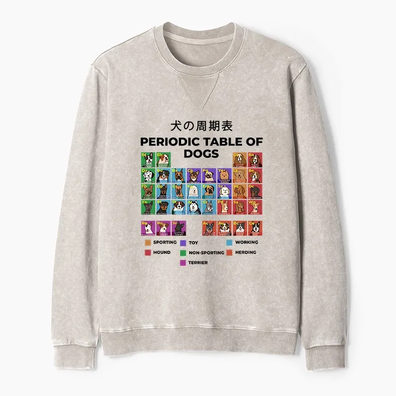 Tokyo-Tiger Periodic Table Of Dogs Washed Terry Sweatshirt