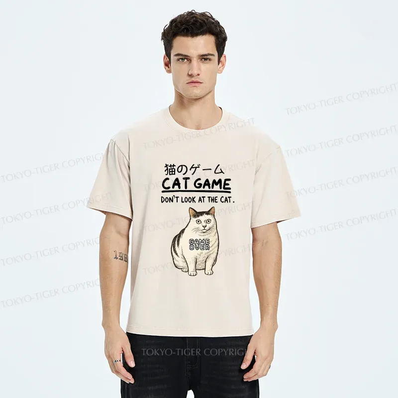 Tokyo-Tiger Don't Watch The Cat Challenge Washed T-Shirt