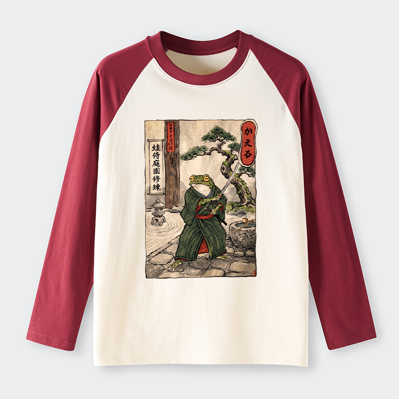 Tokyo-Tiger Samurai Frog Training Raglan Long Sleeve T-shirt