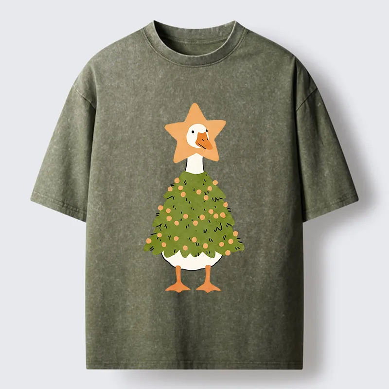 Tokyo‑Tiger Christmas Duck Vibe Washed T-Shirt