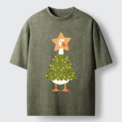 Tokyo‑Tiger Christmas Duck Vibe Washed T-Shirt