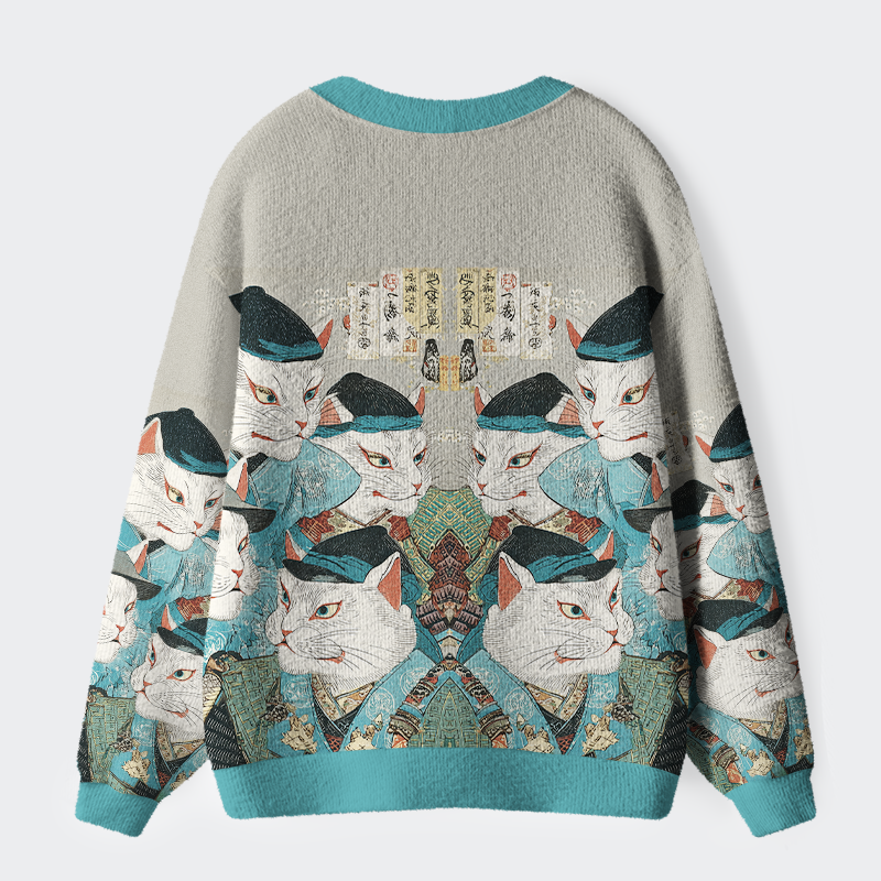 Tokyo-Tige Edo Cat Chronicles Ugly Cardigan Sweater