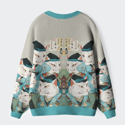 Tokyo-Tige Edo Cat Chronicles Ugly Cardigan Sweater