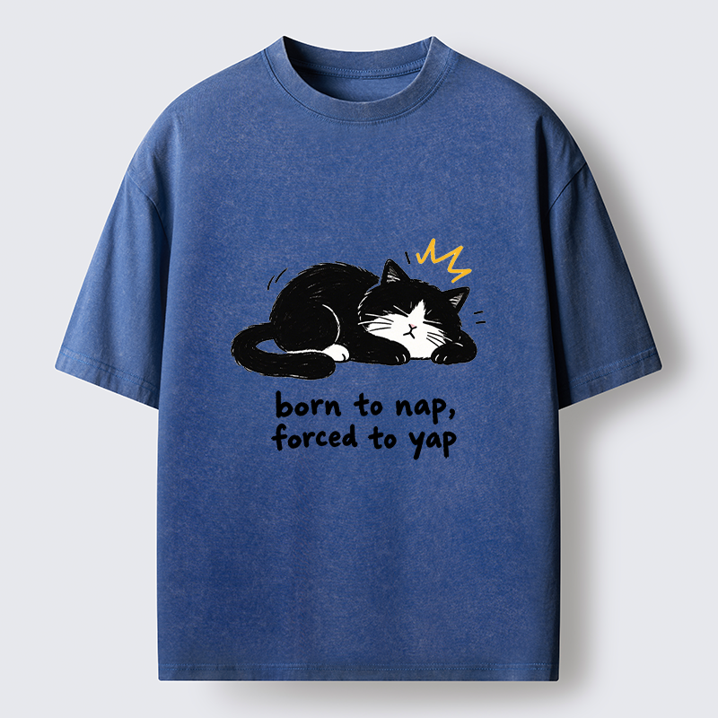 Tokyo-Tiger Cute Lazy Cat Funny Meme Washed T-Shirt
