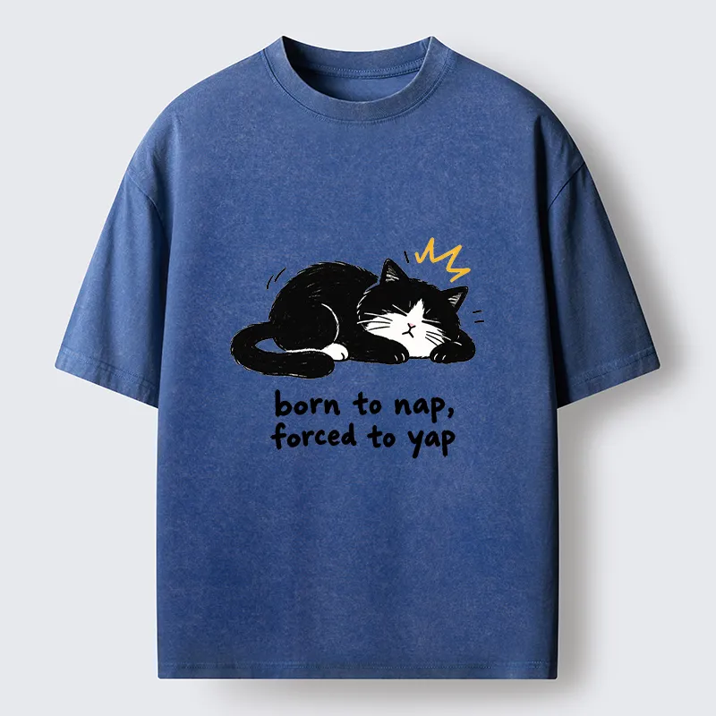 Tokyo-Tiger Cute Lazy Cat Funny Meme Washed T-Shirt