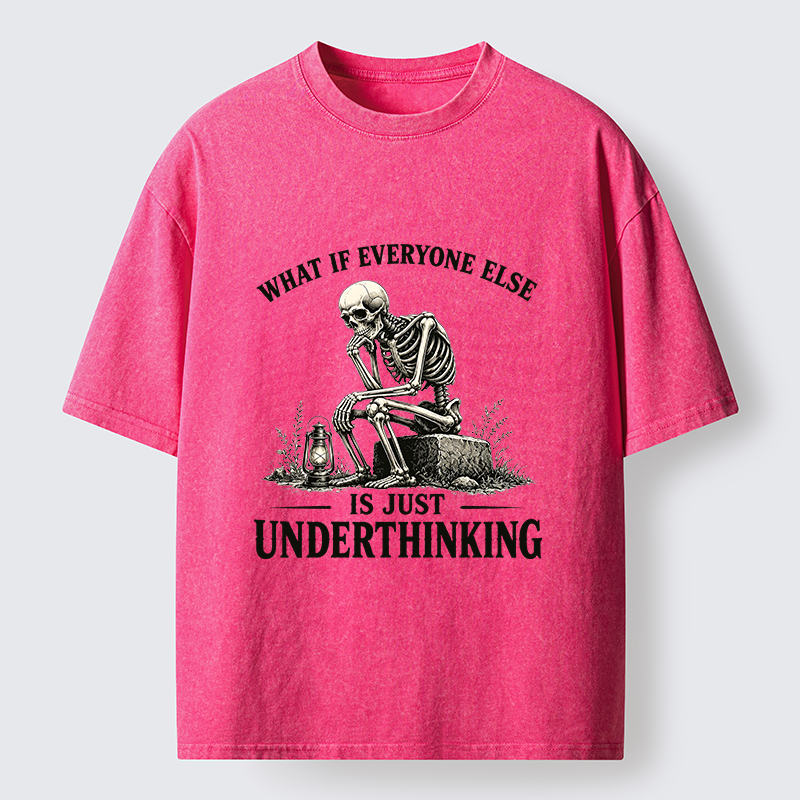 Tokyo-Tiger Skeleton Deep Thought Meme Washed T-Shirt