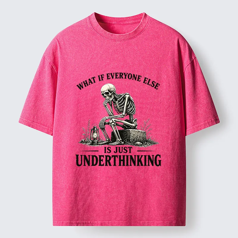 Tokyo-Tiger Skeleton Deep Thought Meme Washed T-Shirt