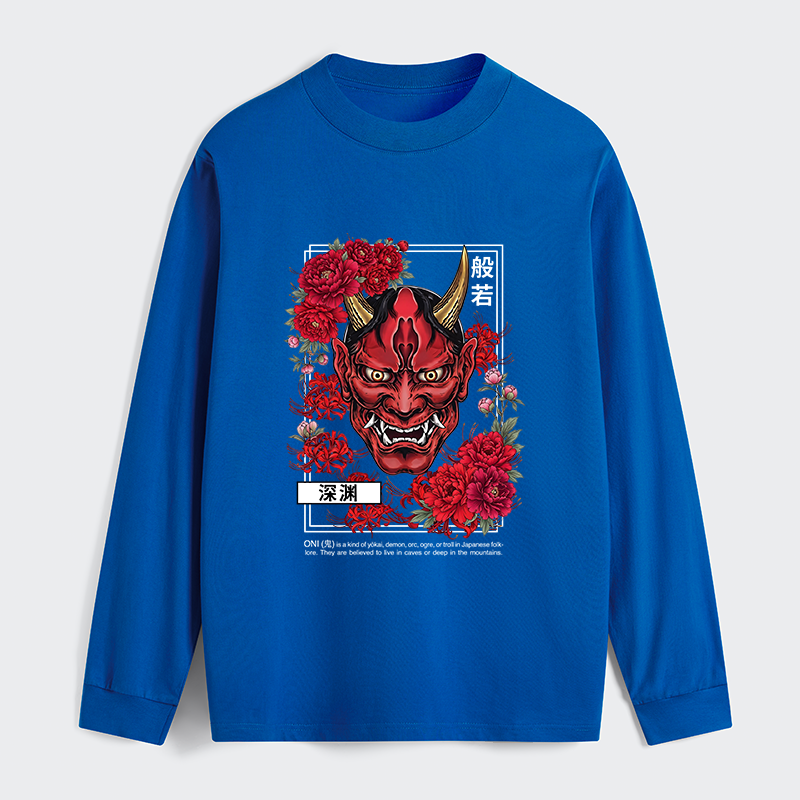 Tokyo-Tiger Cool Oni Floral Art Classic Long Sleeve T-Shirt