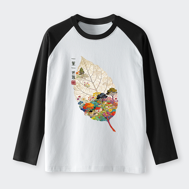 Tokyo-Tiger One Leaf Holds A Tiny Colorful World Raglan Long Sleeve T-shirt