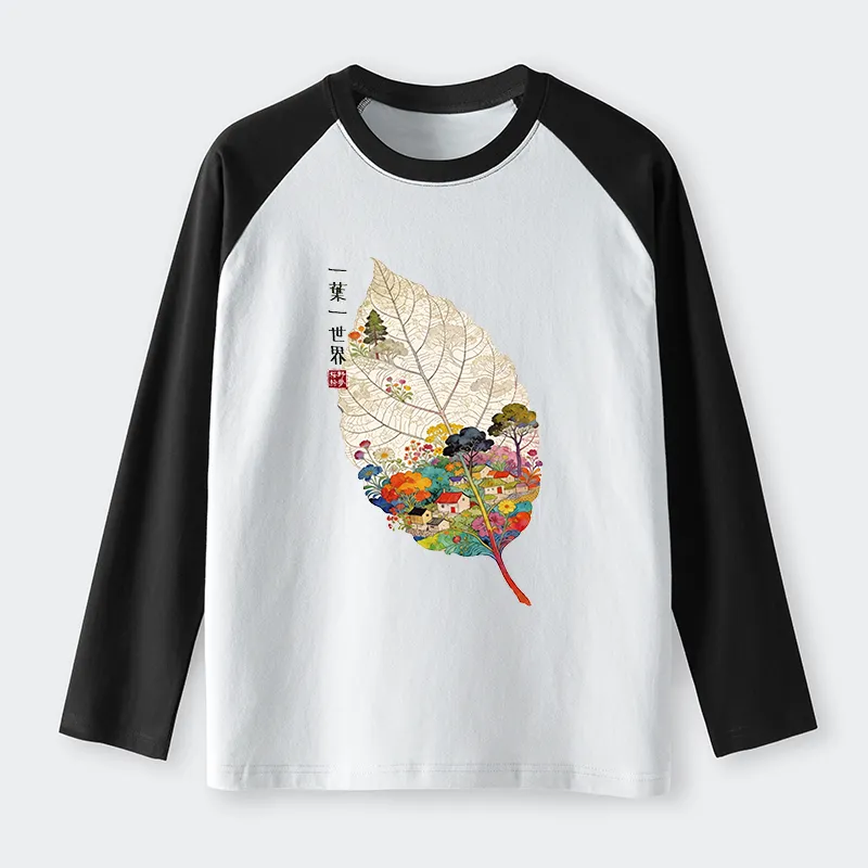 Tokyo-Tiger One Leaf Holds A Tiny Colorful World Raglan Long Sleeve T-shirt