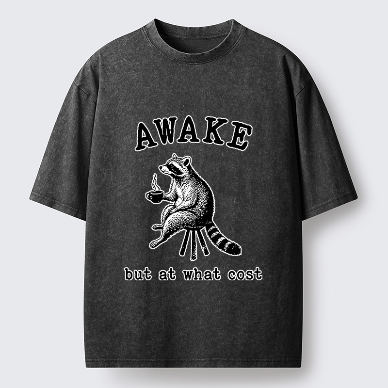 Tokyo‑Tiger Coffee Raccoon Mood Washed T‑Shirt
