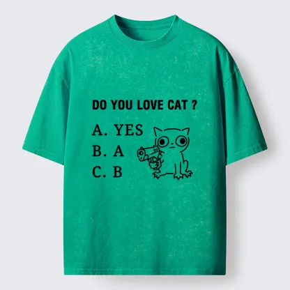 Tokyo-Tiger Funny Cat Quiz Meme Washed T-Shirt