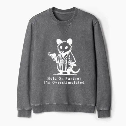 Tokyo-Tiger Funny Possum Samurai Washed Terry Sweatshirt