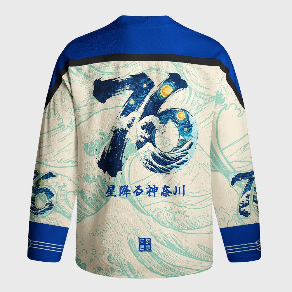 Tokyo-Tiger Starry Waves of Kanagawa Long-Sleeve Hockey Jersey
