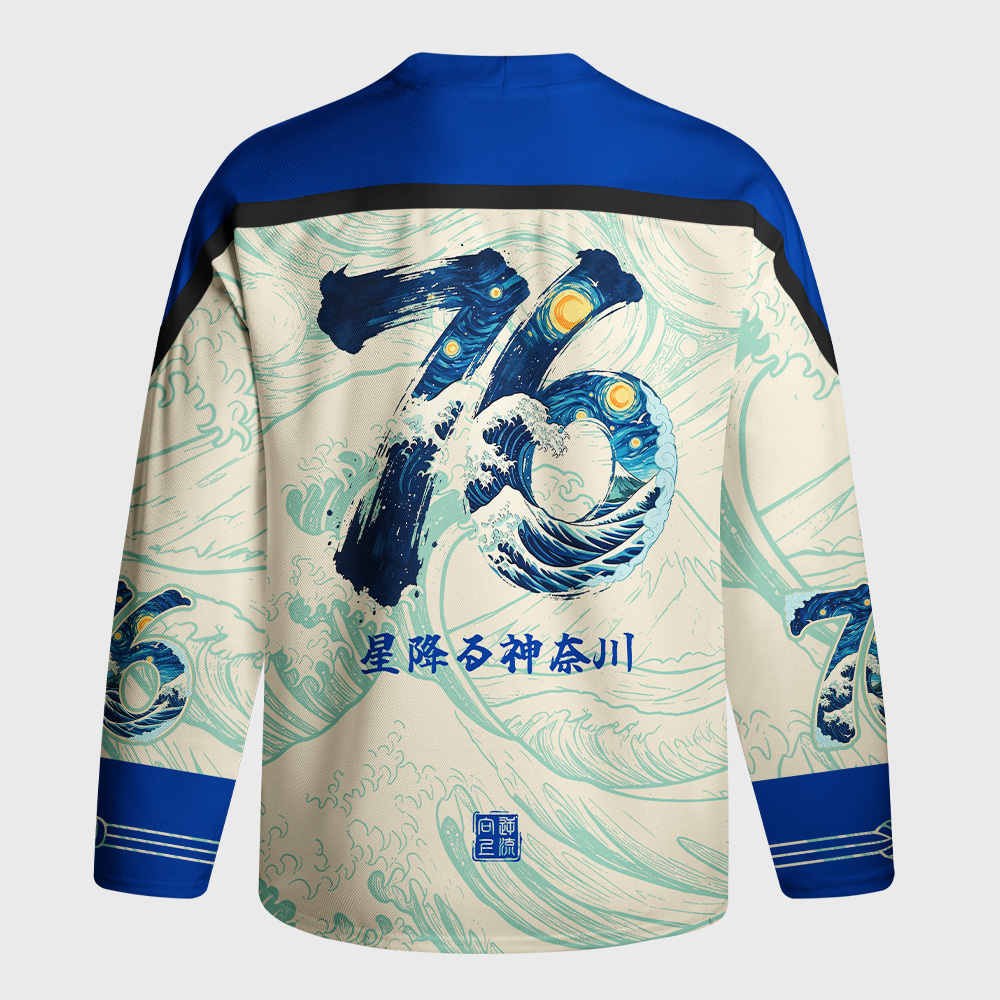 Tokyo-Tiger Starry Waves of Kanagawa Long-Sleeve Hockey Jersey
