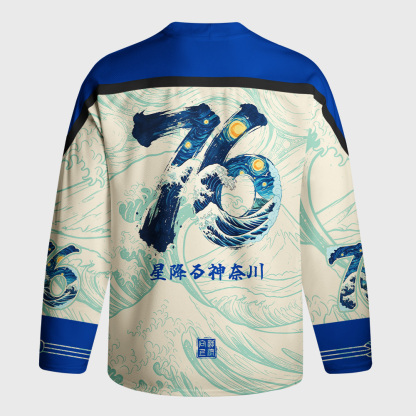 Tokyo-Tiger Starry Waves of Kanagawa Long-Sleeve Hockey Jersey