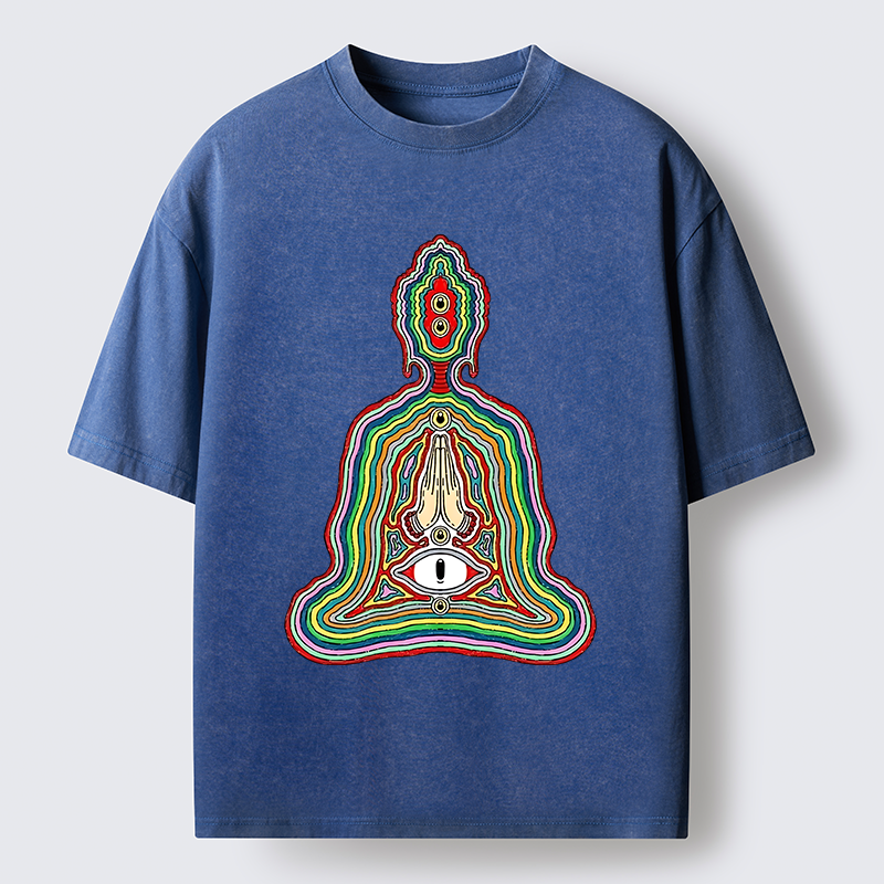 Tokyo-Tiger Colorful Multi Eye Buddha Washed T-Shirt