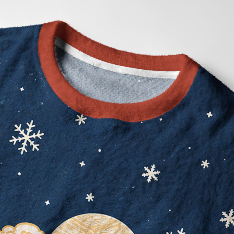Tokyo-Tiger Dog Pull Santa Cat Fuzzy Christmas Ugly Sweatshirt