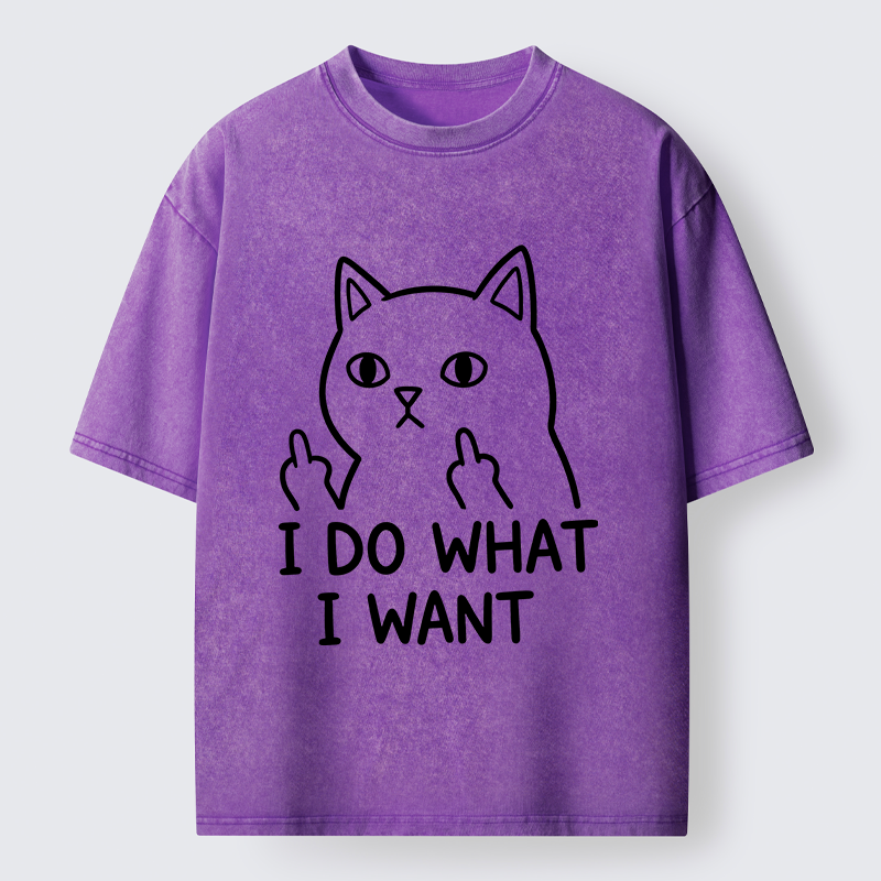 Tokyo-Tiger Funny Cat Freedom Vibe Washed T-Shirt