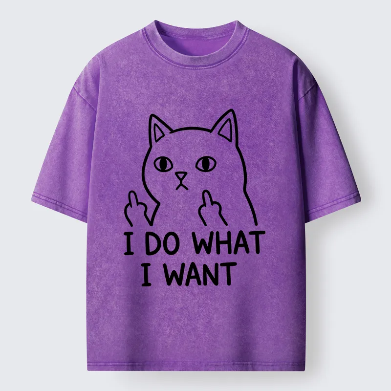 Tokyo-Tiger Funny Cat Freedom Vibe Washed T-Shirt