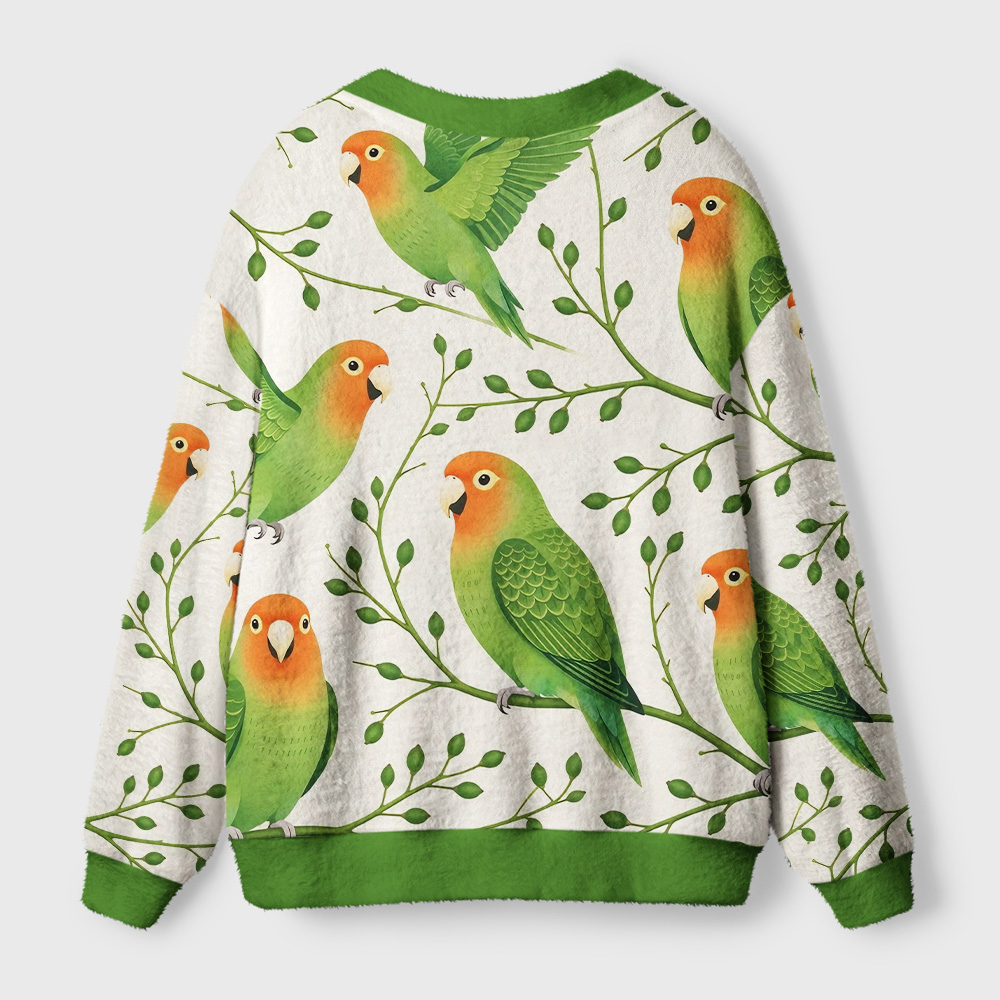 Tokyo-Tiger Green Chirp Ugly Cardigan Sweater