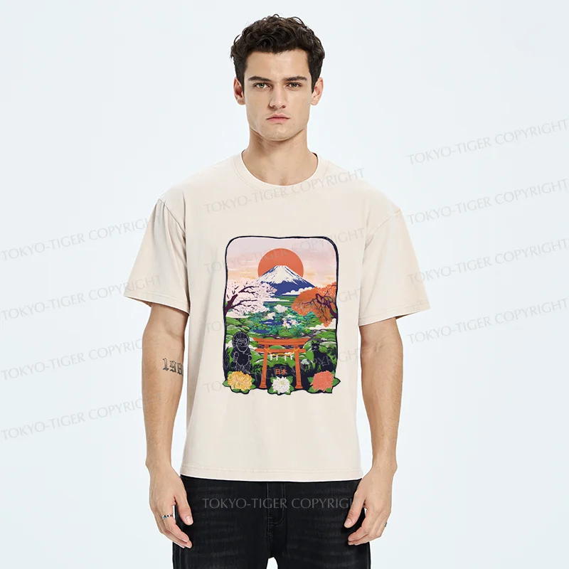 Tokyo-Tiger Japan Attractions Washed T-Shirt