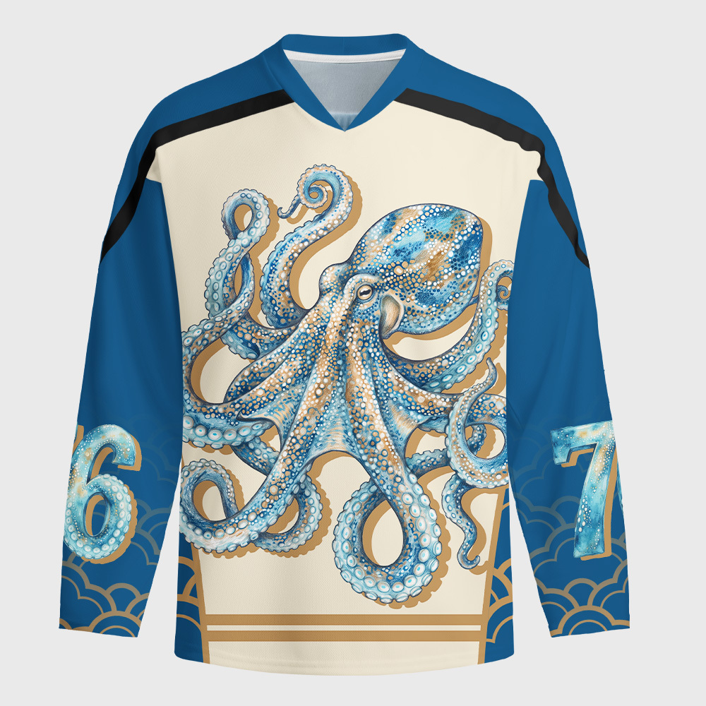 Tokyo-Tiger Flying Cranes Golden Clouds Long-Sleeve Hockey Jersey
