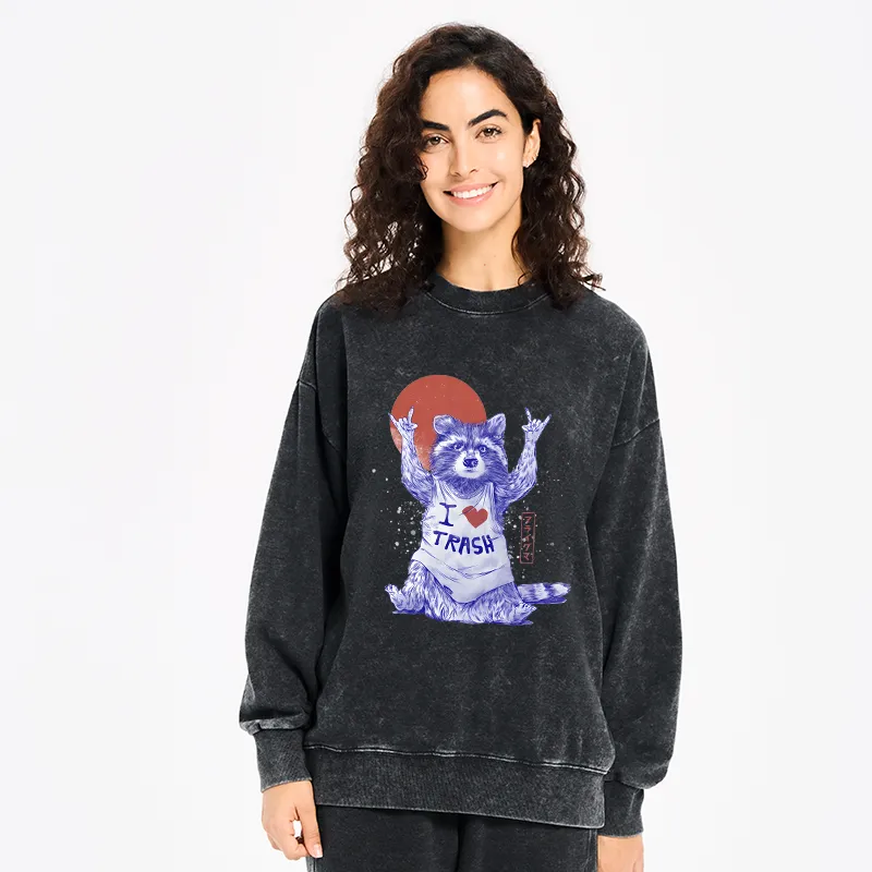 Tokyo-Tiger I love Trash Washed Sweatshirt