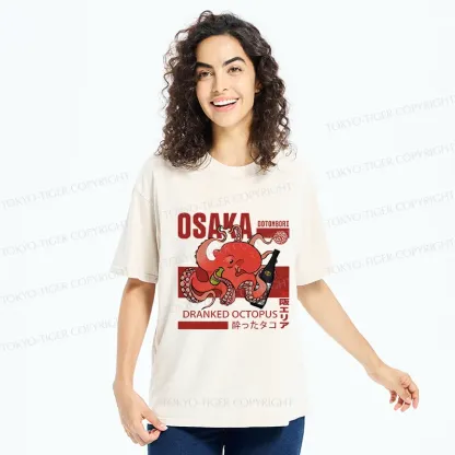 Tokyo-Tiger Osaka Cute Octopus Washed T-Shirt