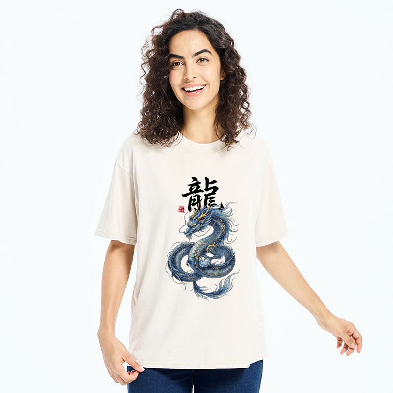 Tokyo-Tiger Mythic Blue Dragon Washed T-Shirt