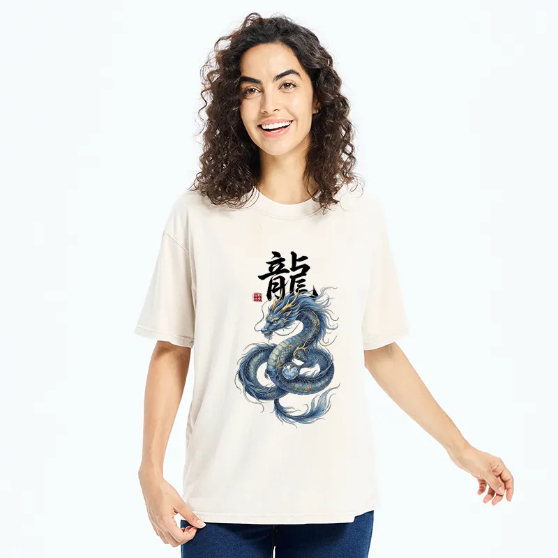 Tokyo-Tiger Mythic Blue Dragon Washed T-Shirt