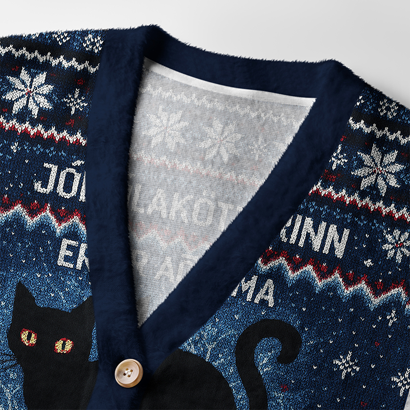 Tokyo-Tiger The Yule Cat Is Coming Ugly Cardigan Sweater