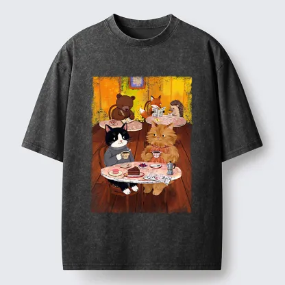 Tokyo-Tiger Cute Animal Cafe Washed T-Shirt