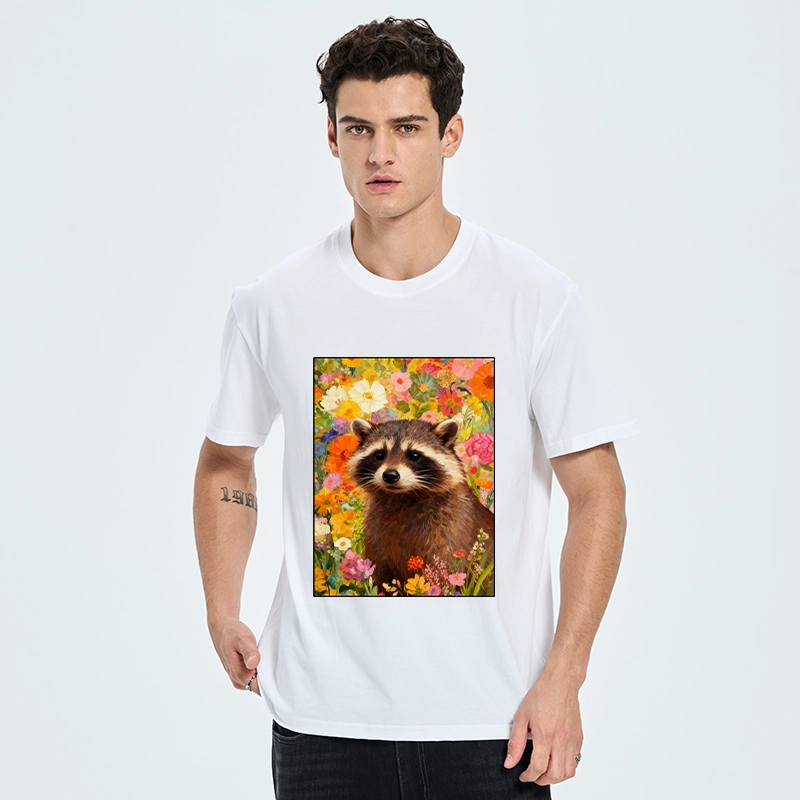 Tokyo-Tiger Raccoon Among Bright Flowers Classic T-Shirt