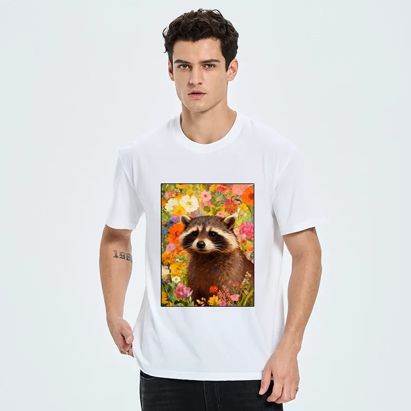 Tokyo-Tiger Raccoon Among Bright Flowers Classic T-Shirt