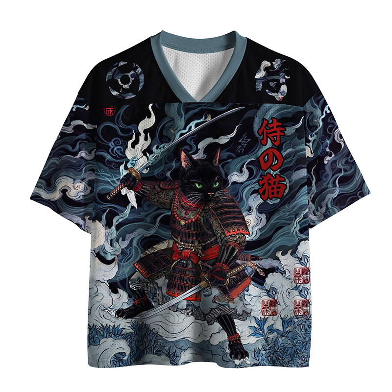 Tokyo-Tiger Shadow Samurai Cat Mesh Jersey