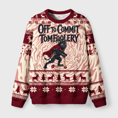 Tokyo-Tiger Krampus Tomfoolery Fuzzy Christmas Ugly Sweatshirt