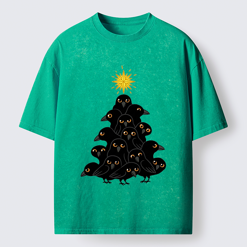 Tokyo-Tiger Crow Christmas Tree Washed T-Shirt