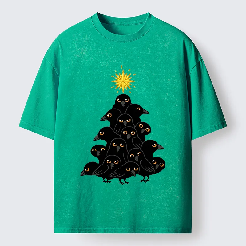 Tokyo-Tiger Crow Christmas Tree Washed T-Shirt