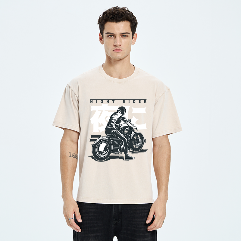 Tokyo-Tiger Motorcyclist Japanese Washed T-Shirt