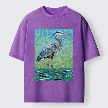 Tokyo-Tiger Color Block Heron Washed T-Shirt