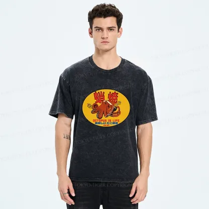 Tokyo-Tiger Delicious Takoyaki Washed T-Shirt