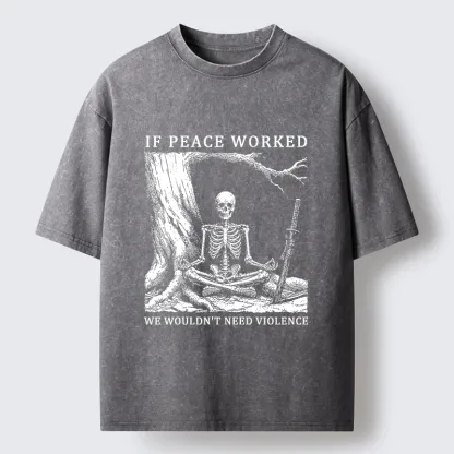 Tokyo-Tiger Calm Skeleton Samurai Meme Washed T-Shirt