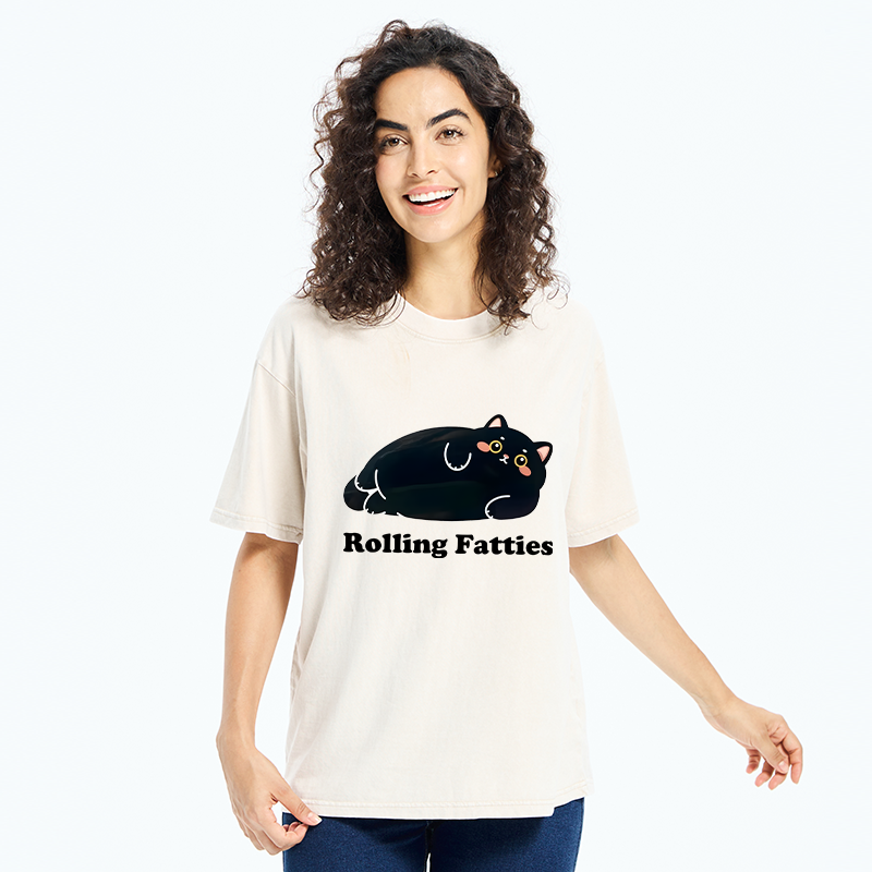 Tokyo-Tiger Rolling Fatties Cat Washed T-Shirt